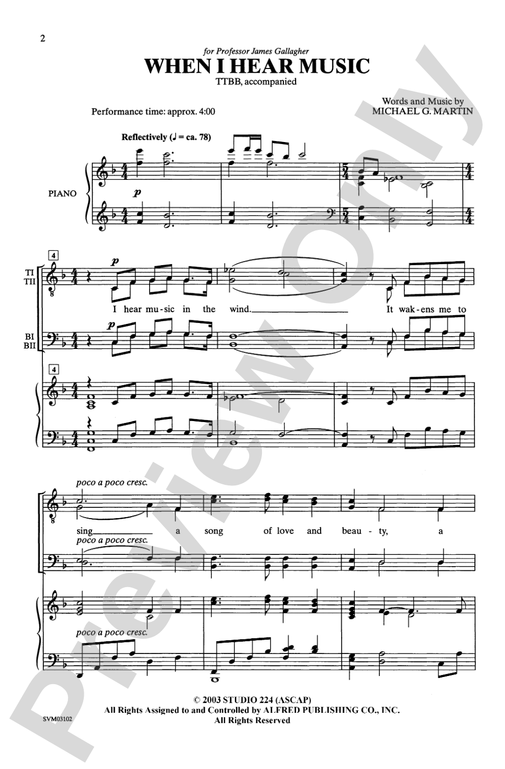 When I Hear Music: TTBB Choral Octavo