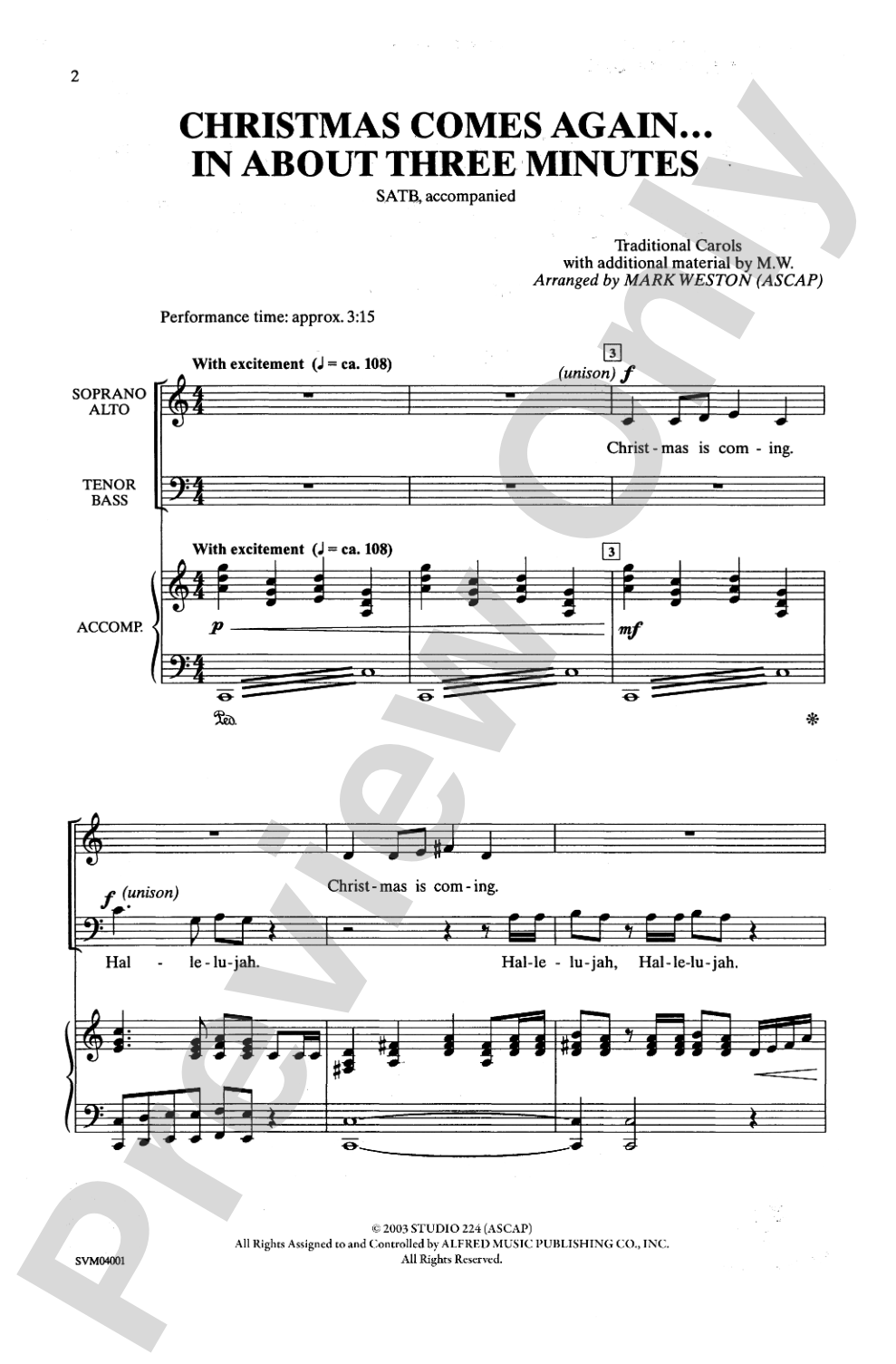 Christmas Comes Again... In About Three Minutes: SATB Choral Octavo