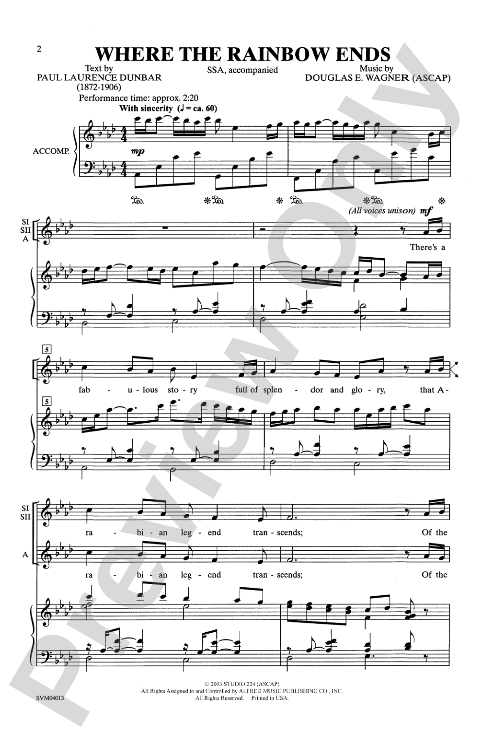 Where the Rainbow Ends: SSA Choral Octavo