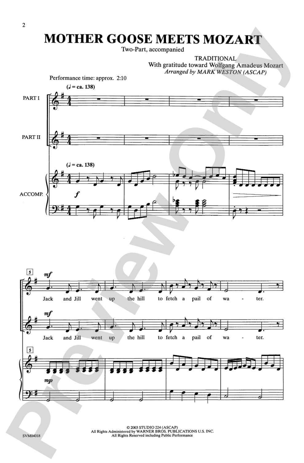 Mother Goose Meets Mozart: 2-Part Choral Octavo