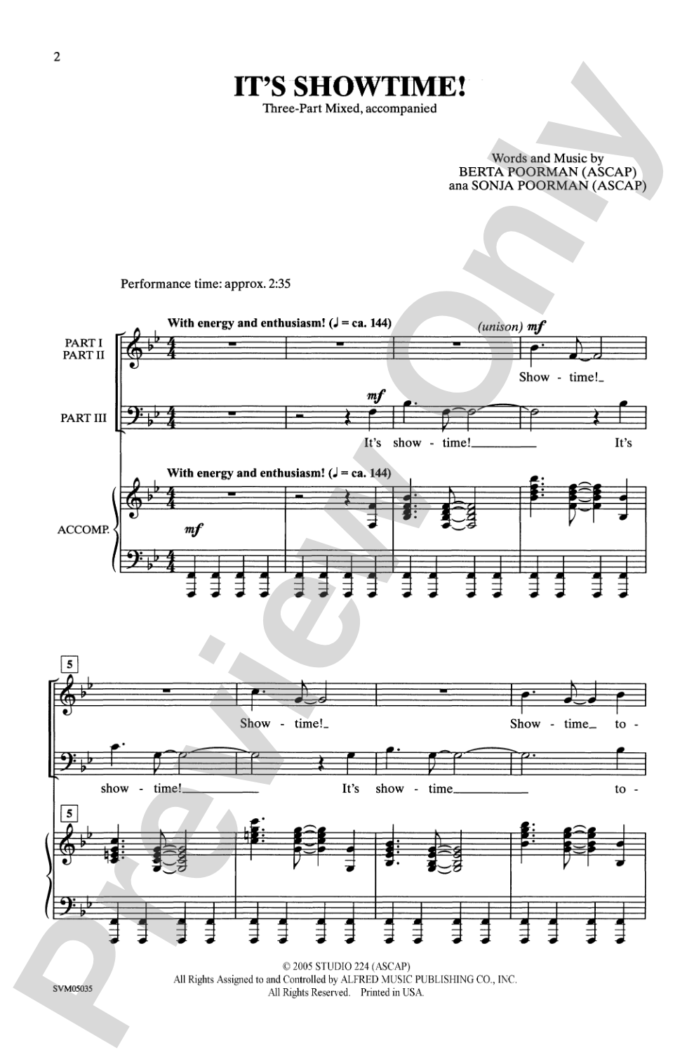 It's Showtime!: 3-Part Mixed Choral Octavo