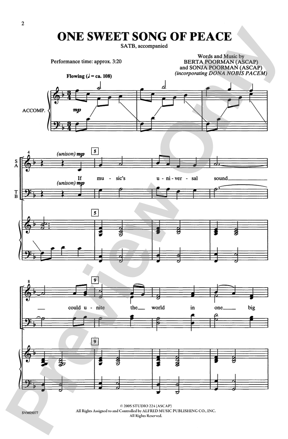 One Sweet Song of Peace: SATB Choral Octavo
