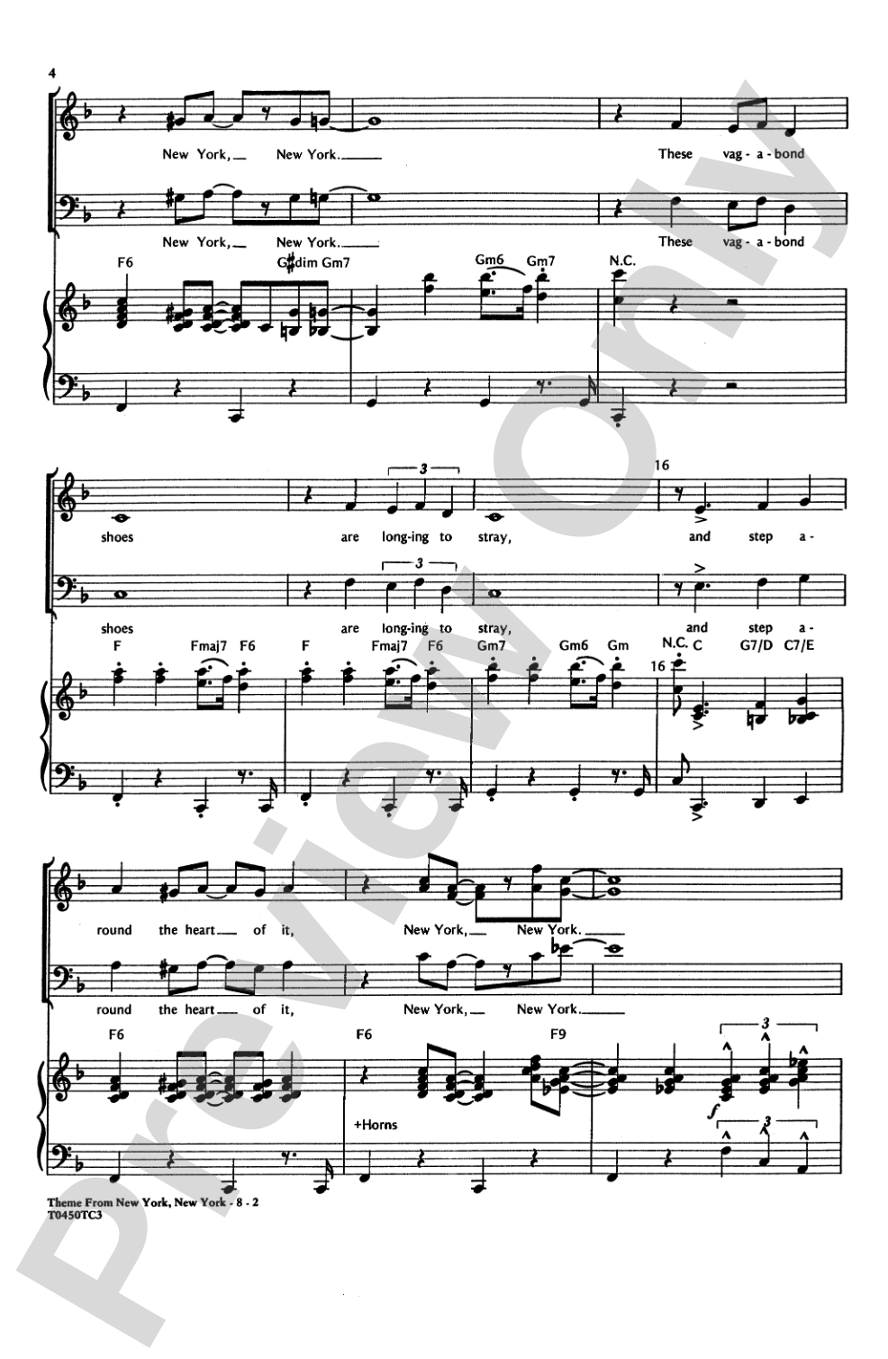 <I>New York, New York,</I> Theme from: SAB Choral Octavo