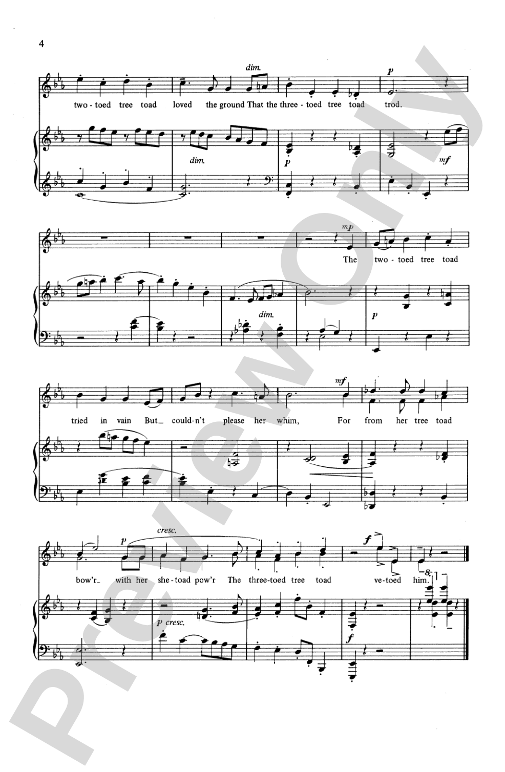 A Tree Toad and Lone Dog: Unison Choral Octavo