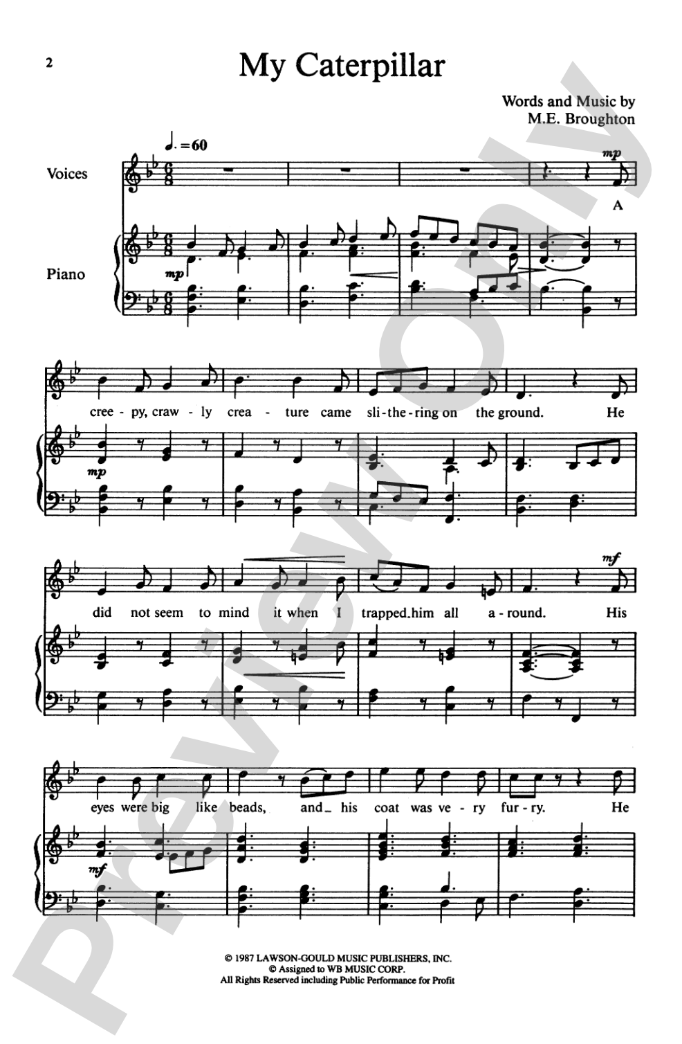 My Caterpillar: Unison Choral Octavo