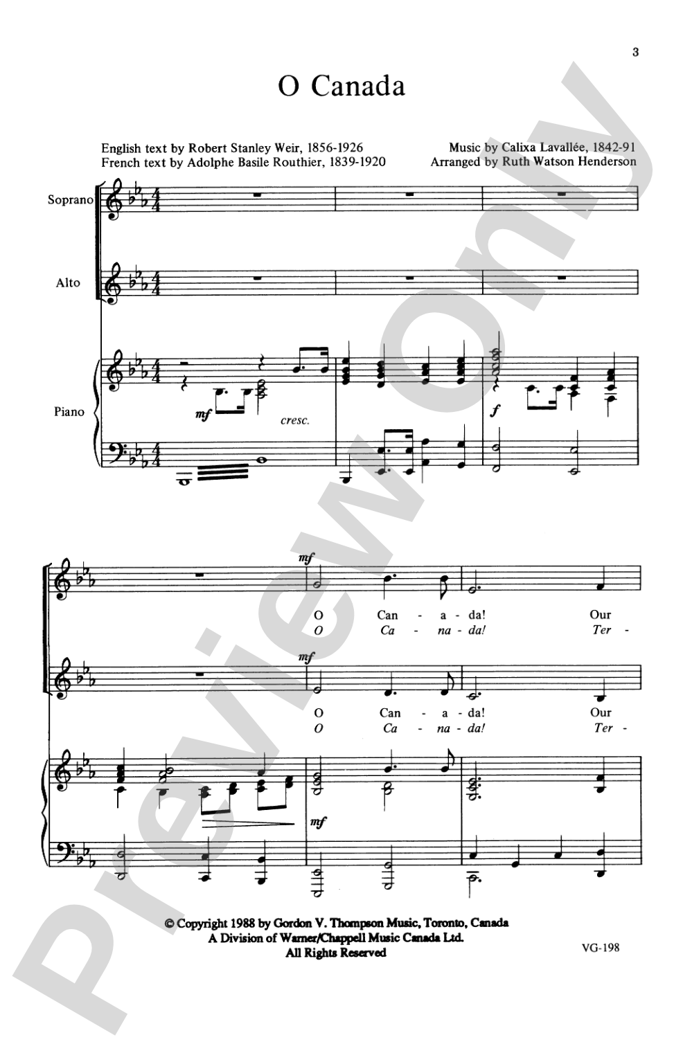 O Canada: 2-Part Choral Octavo