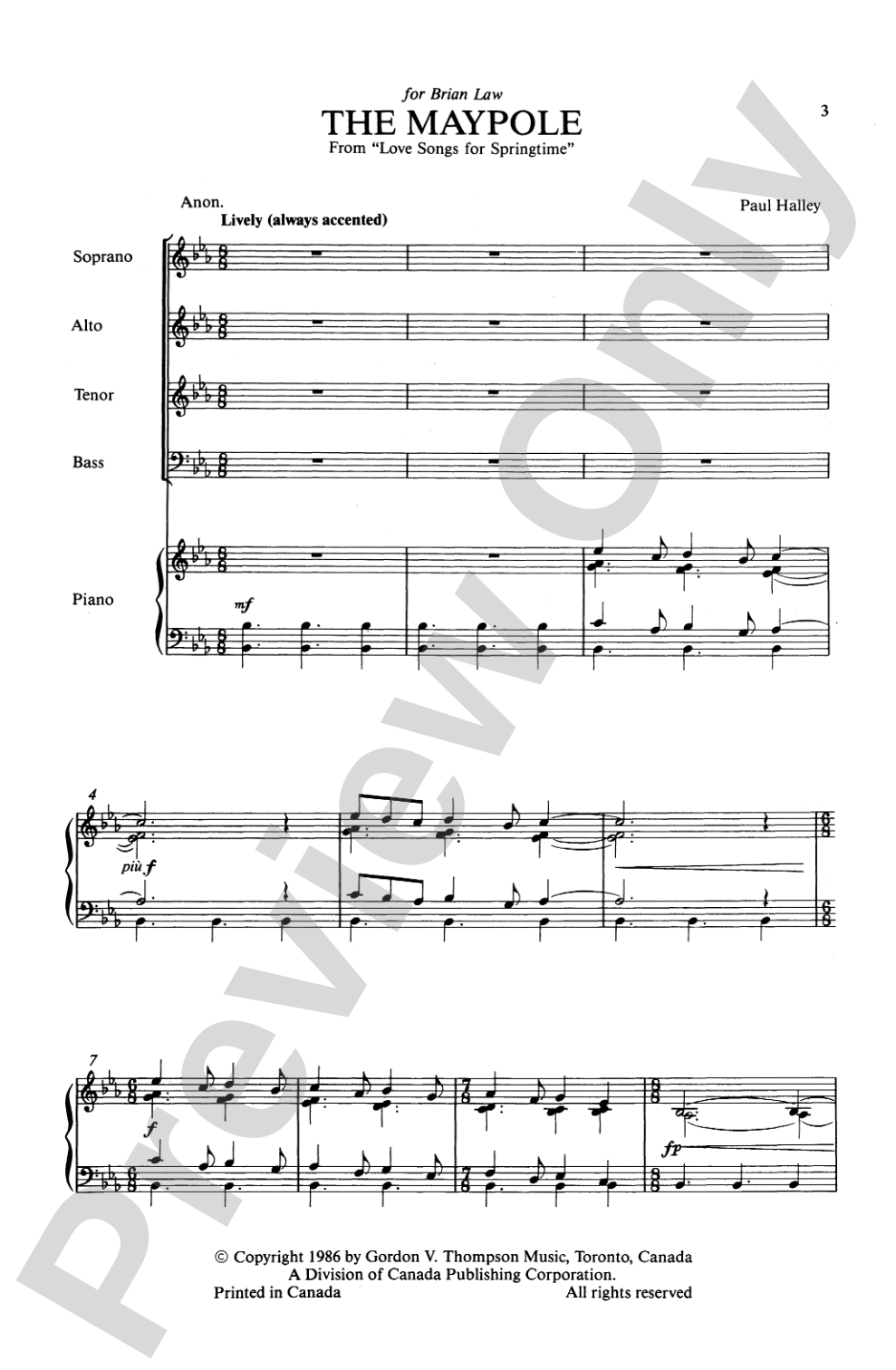 Maypole (from <I>Love Songs for Springtime</I>): SATB Choral Octavo
