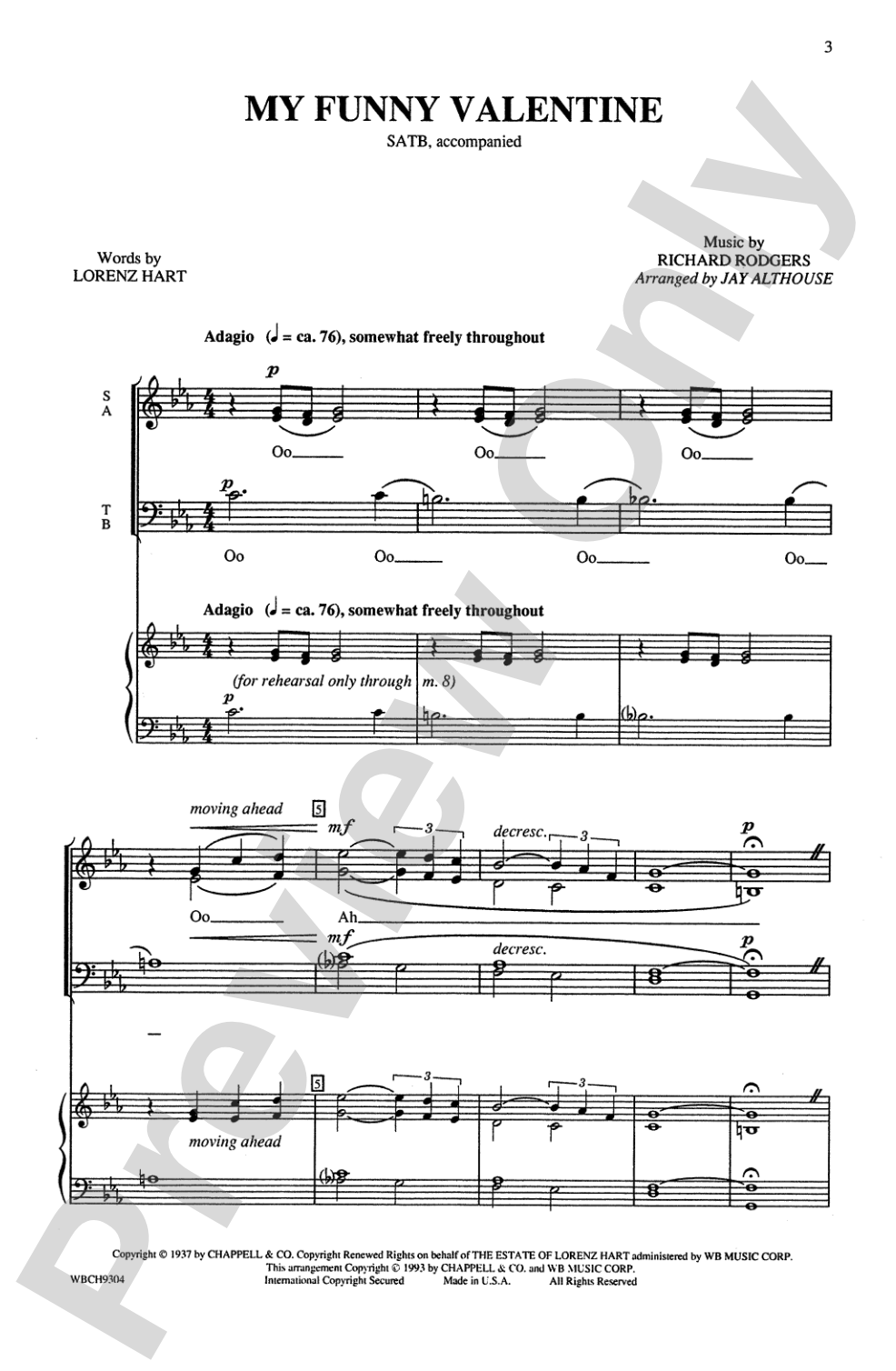 My Funny Valentine: SATB Choral Octavo