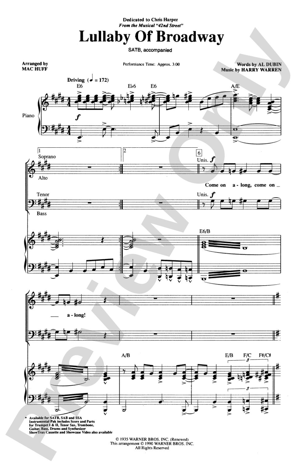 Lullaby of Broadway: SATB Choral Octavo