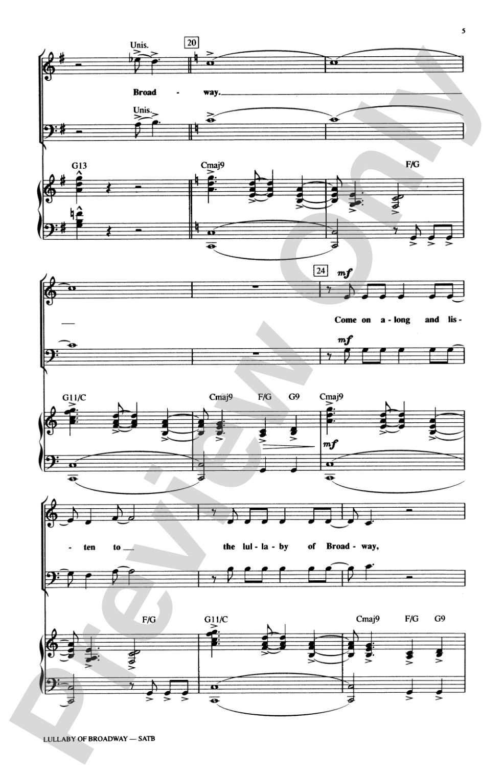 Lullaby of Broadway: SATB Choral Octavo
