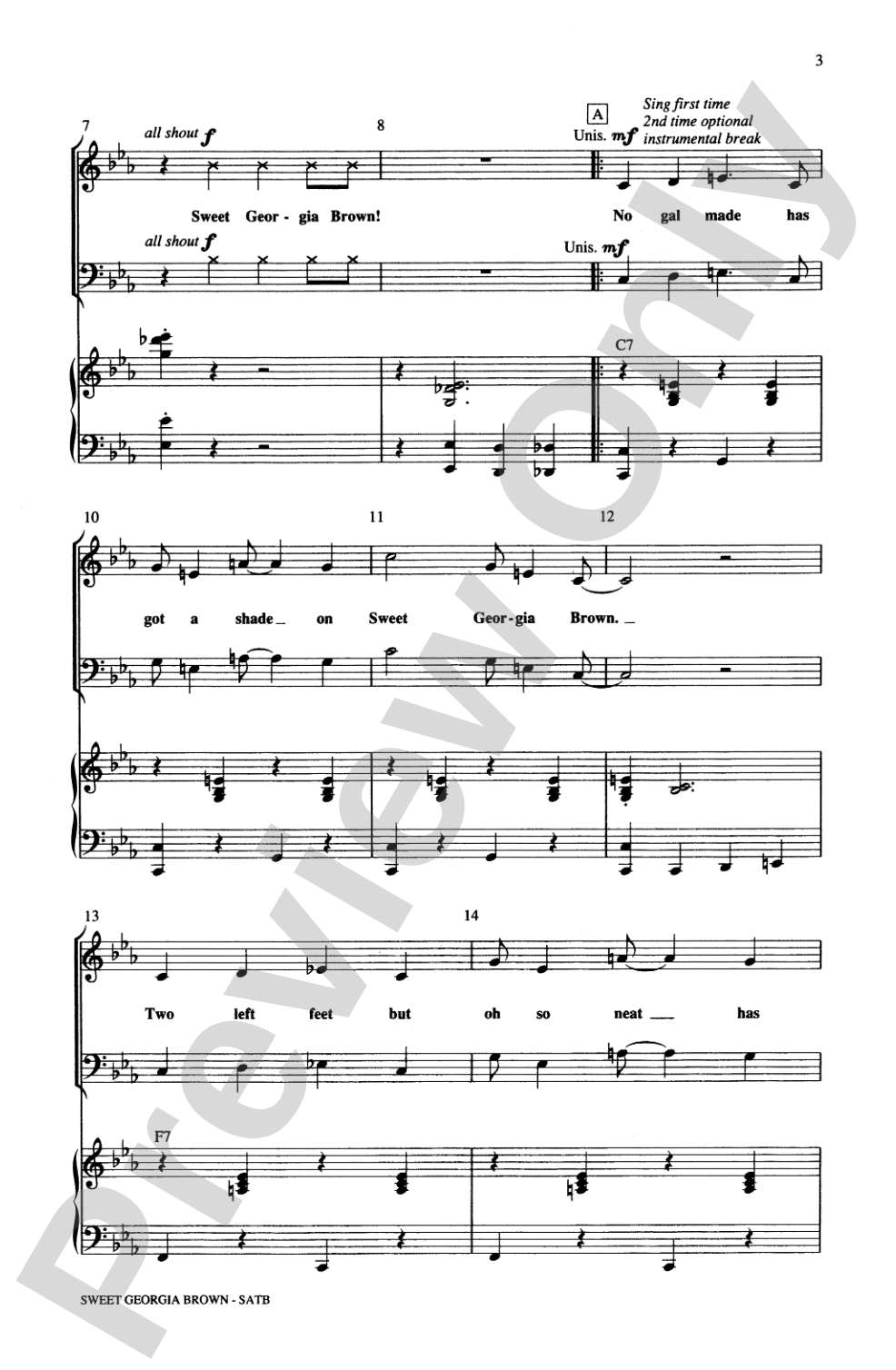 Sweet Georgia Brown: SATB Choral Octavo