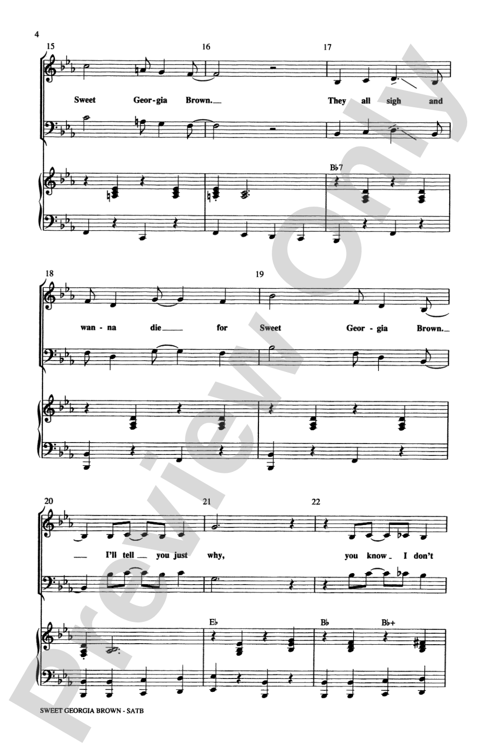 Sweet Georgia Brown: SATB Choral Octavo