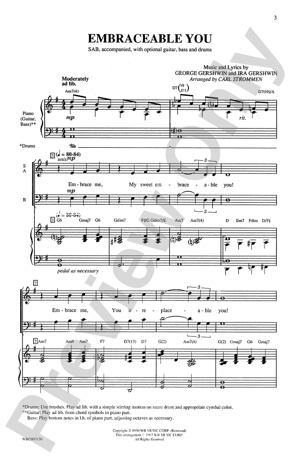 Embraceable You: SAB Choral Octavo