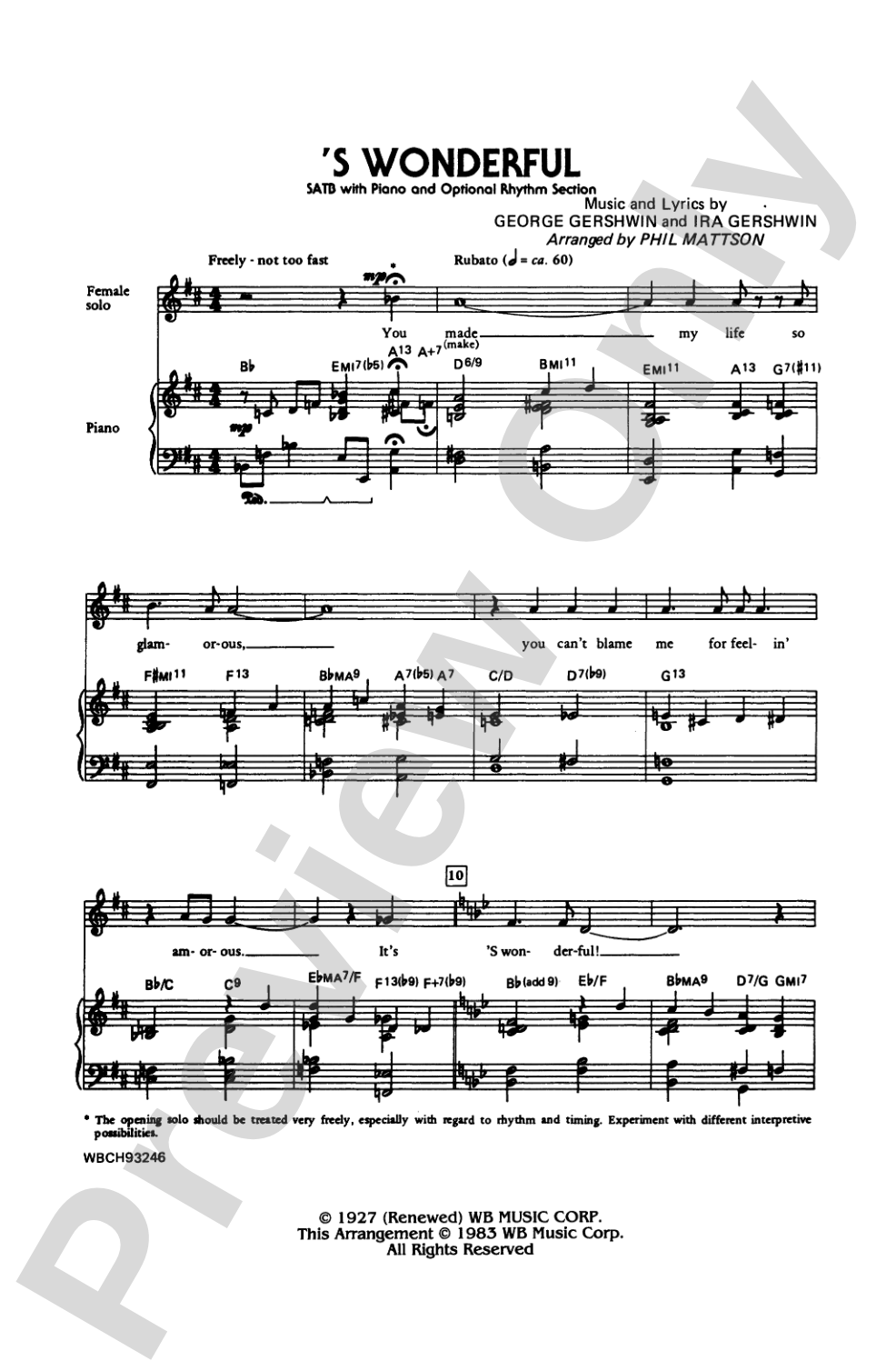 'S Wonderful: SATB Choral Octavo
