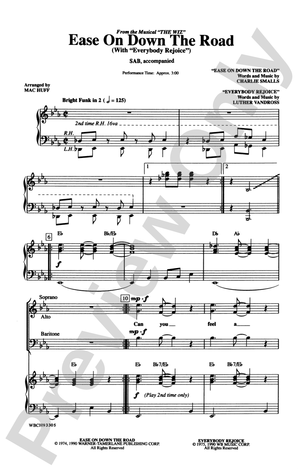 Ease on Down the Road (from the musical <i>The Wiz</i>): SAB Choral Octavo