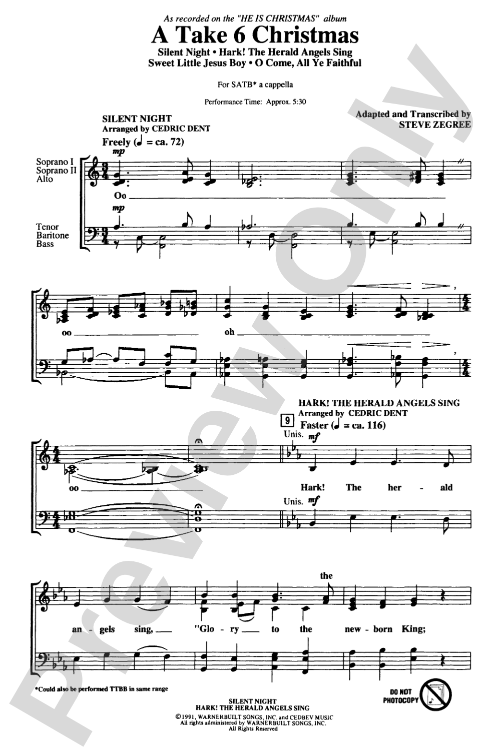 A Take 6 Christmas (A Medley): SATB, <I>a cappella</I> Choral Octavo