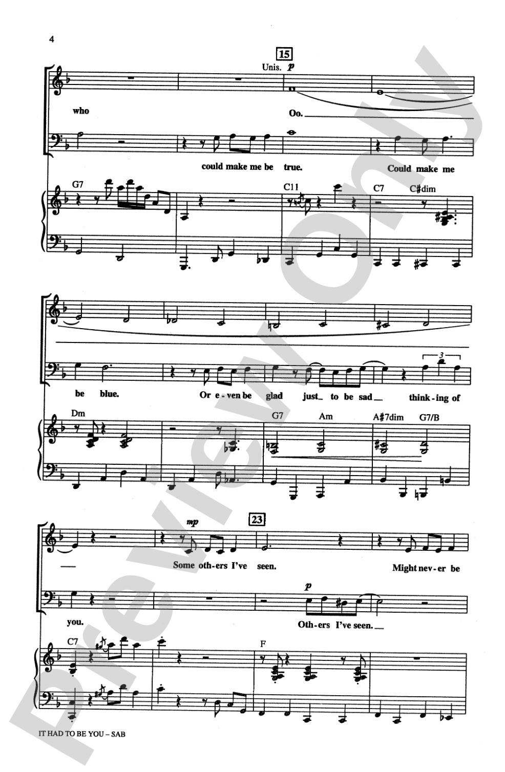 It Had to Be You: SAB Choral Octavo