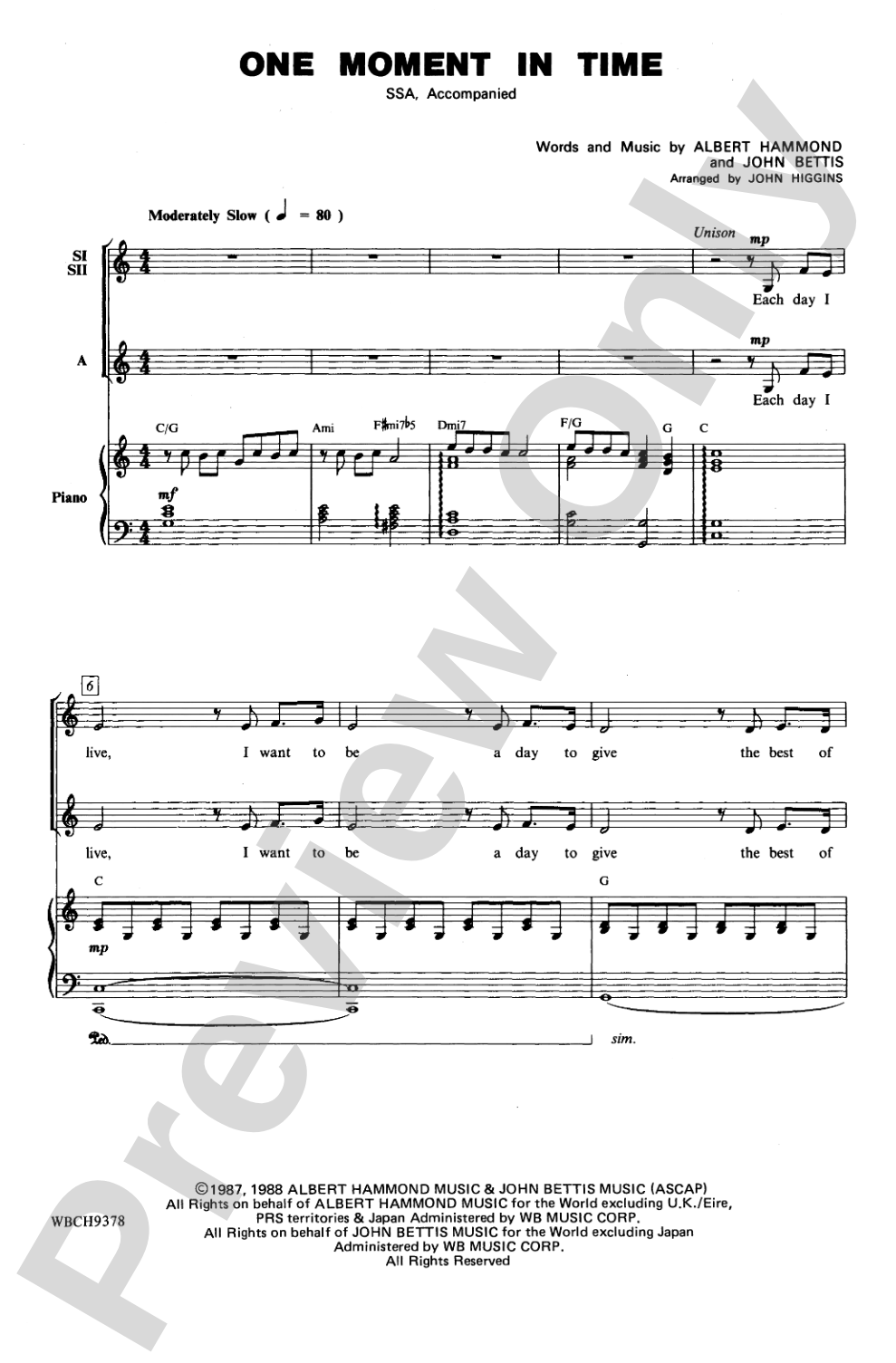 One Moment in Time: SSA Choral Octavo