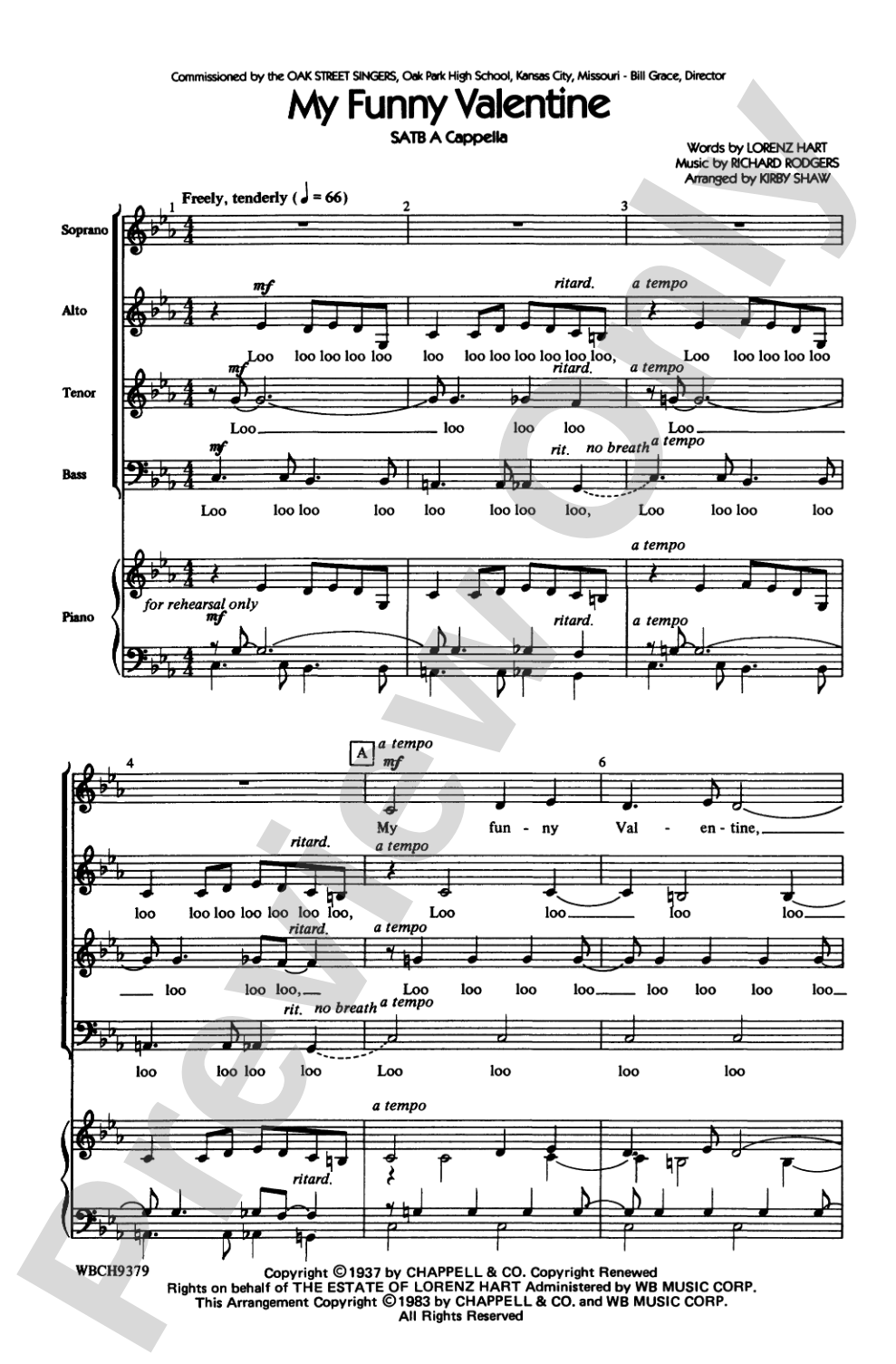 My Funny Valentine: SATB, <I>a cappella</I> Choral Octavo