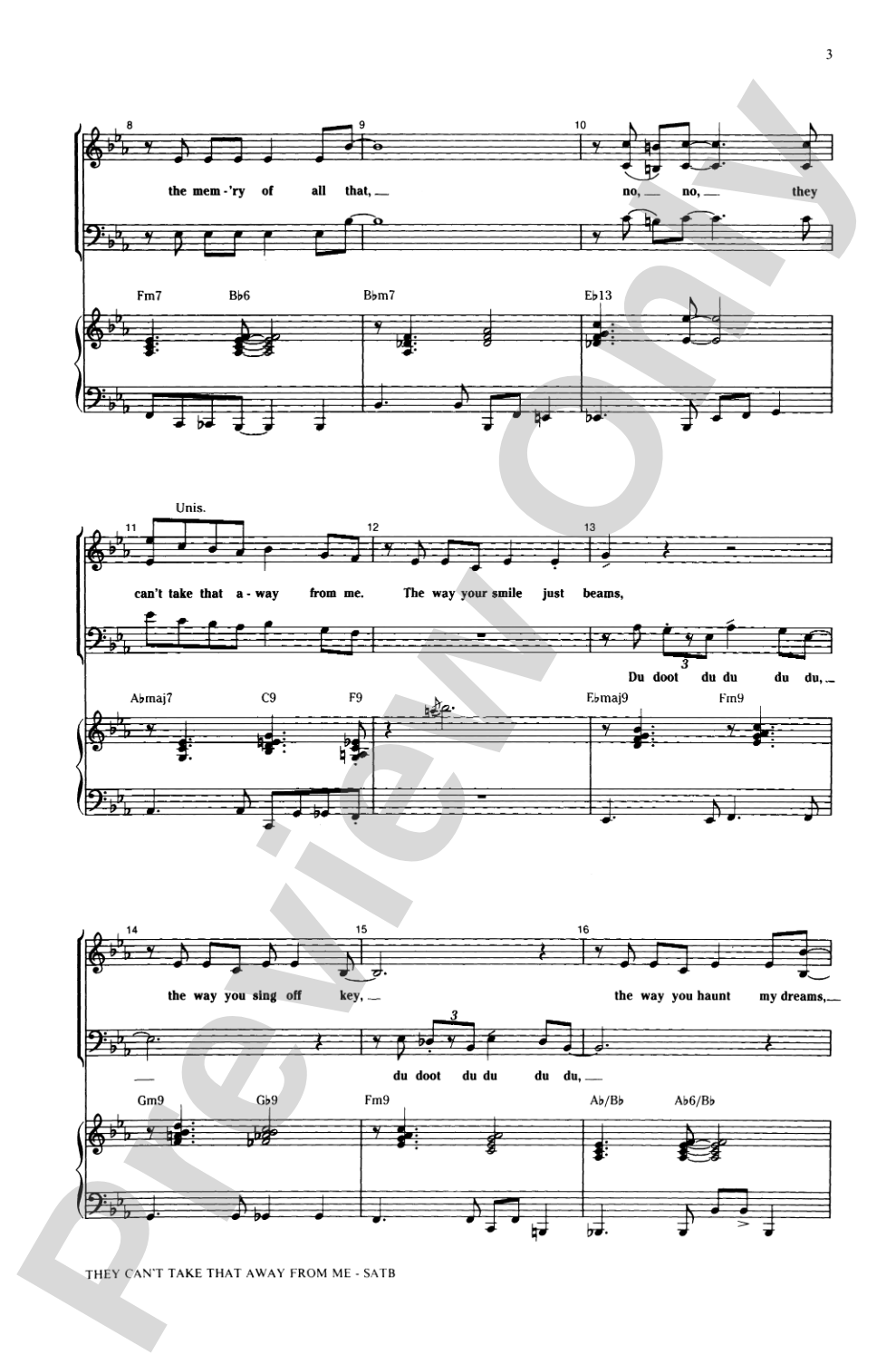 They Can't Take That Away from Me: SATB Choral Octavo