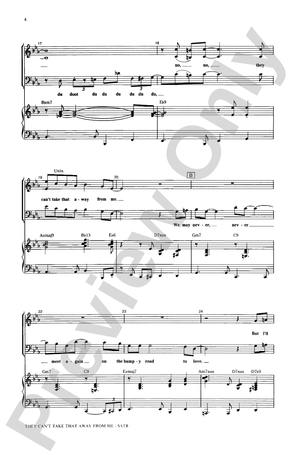 They Can't Take That Away from Me: SATB Choral Octavo