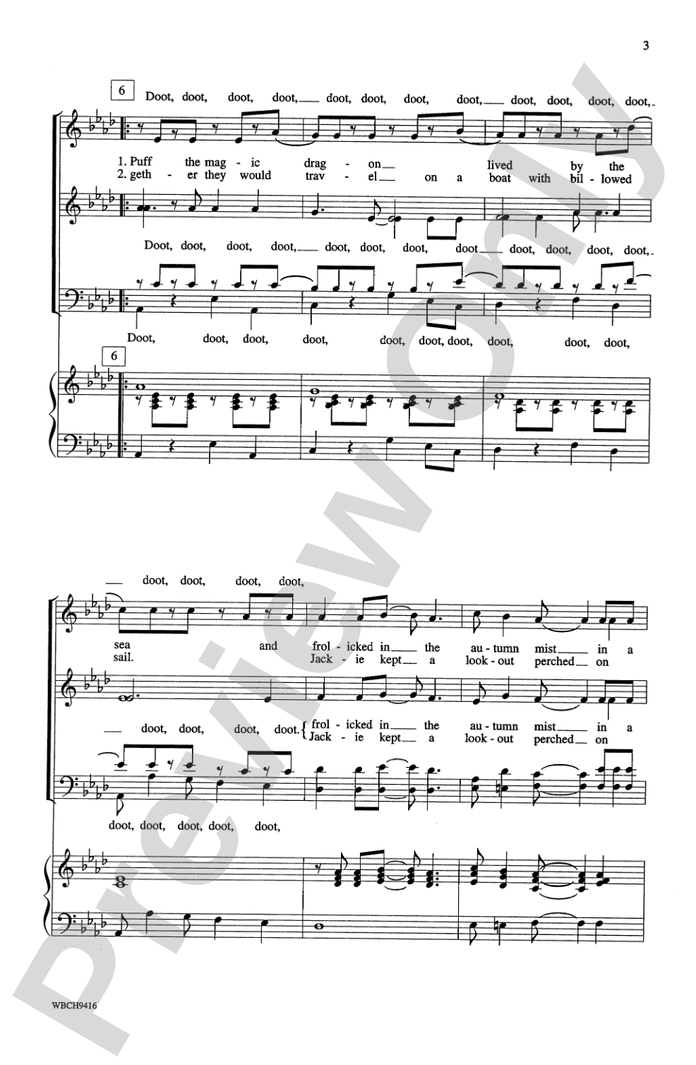 Puff (The Magic Dragon): SATB Choral Octavo