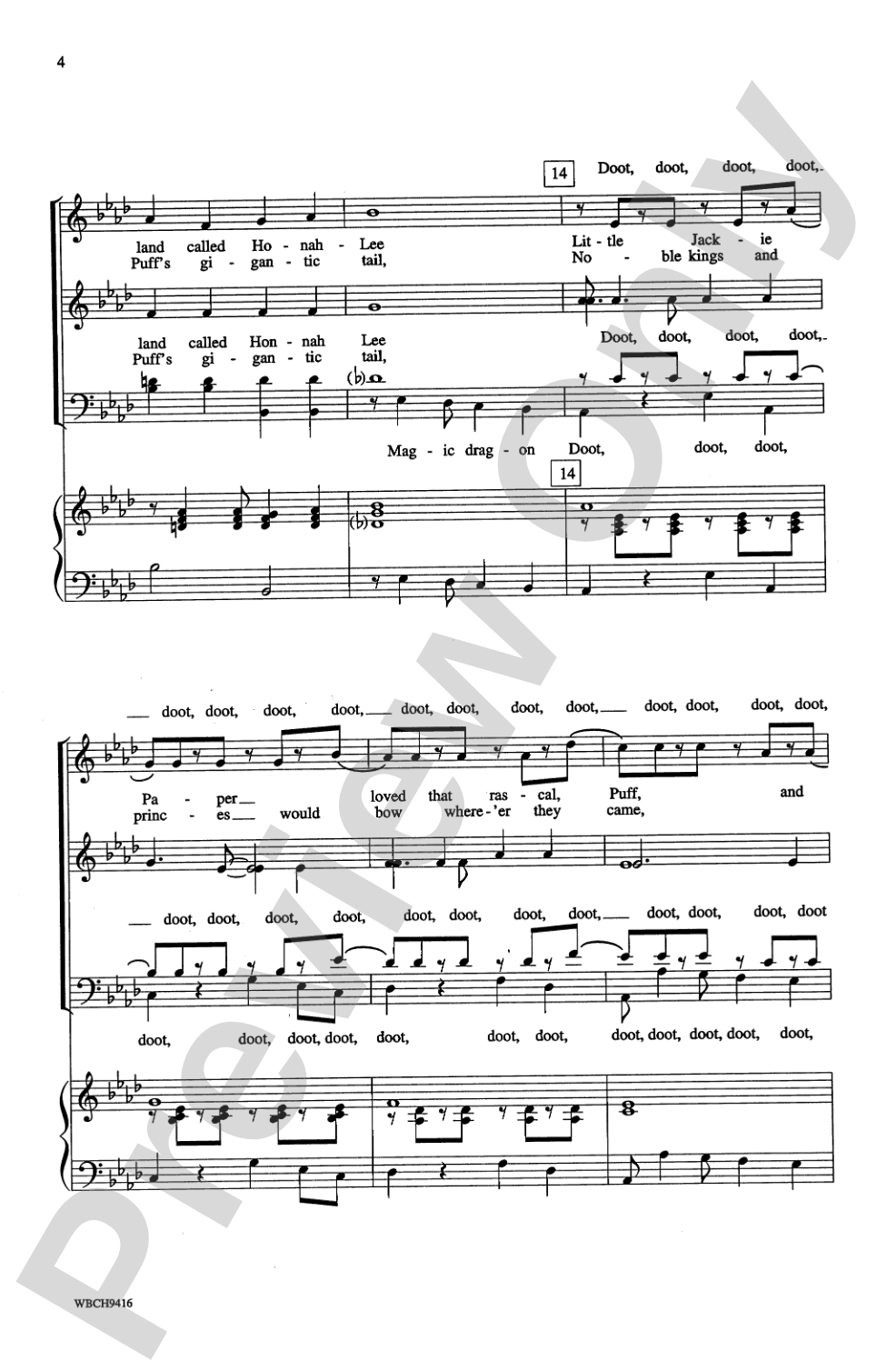 Puff (The Magic Dragon): SATB Choral Octavo