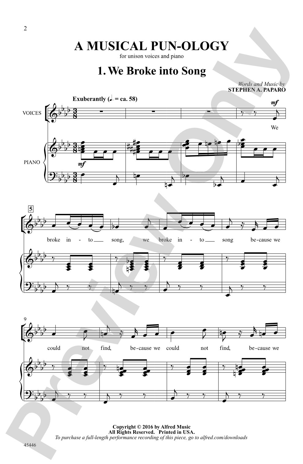 A Musical Pun-ology: Unison Choral Octavo