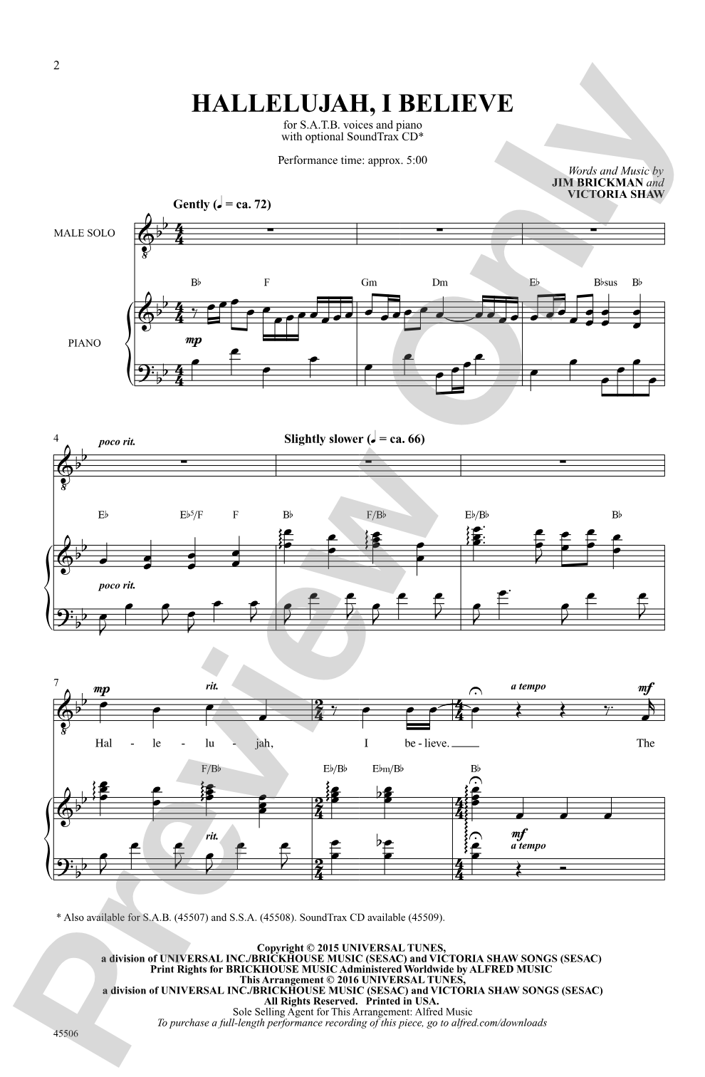 Hallelujah, I Believe: SATB Choral Octavo