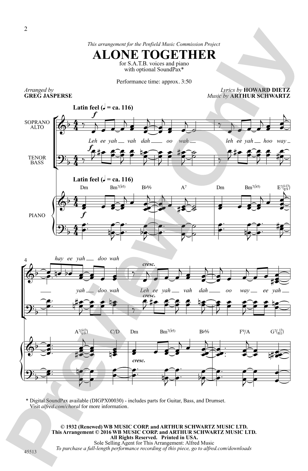 Alone Together: SATB Choral Octavo