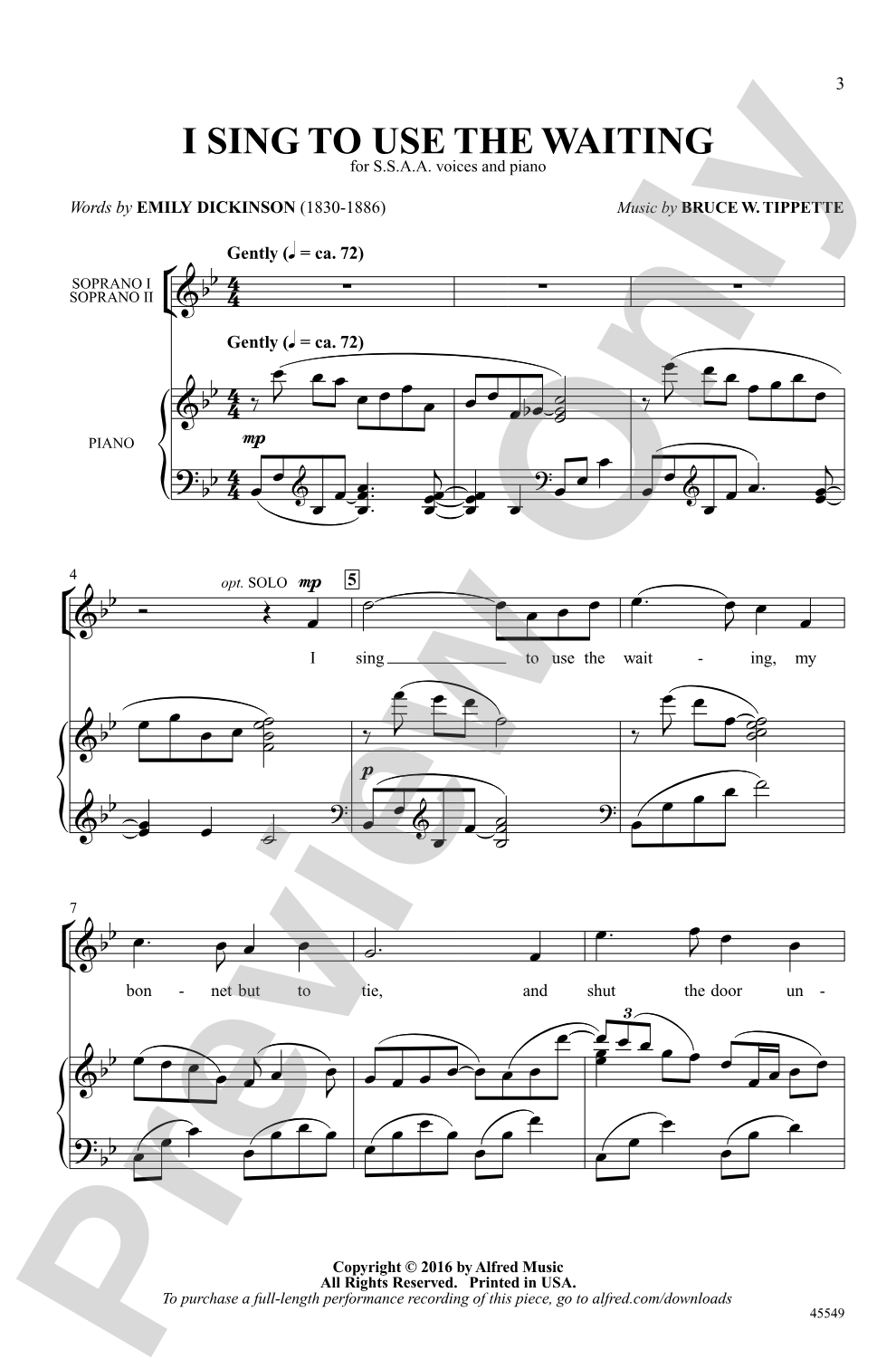 I Sing to Use the Waiting: SSAA Choral Octavo