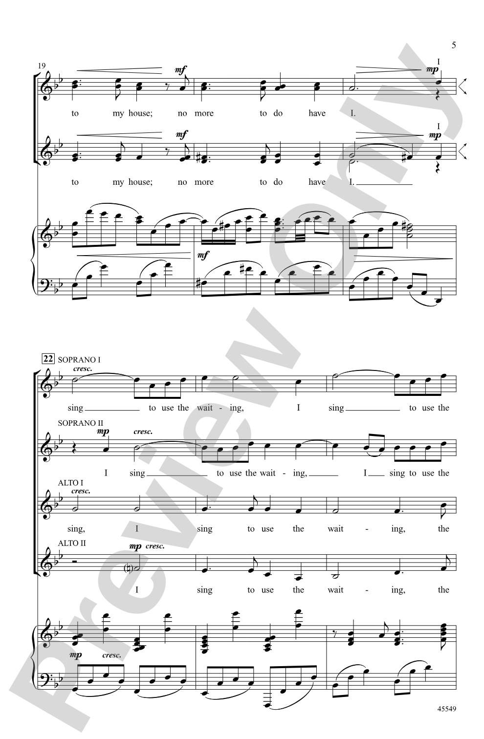 I Sing to Use the Waiting: SSAA Choral Octavo