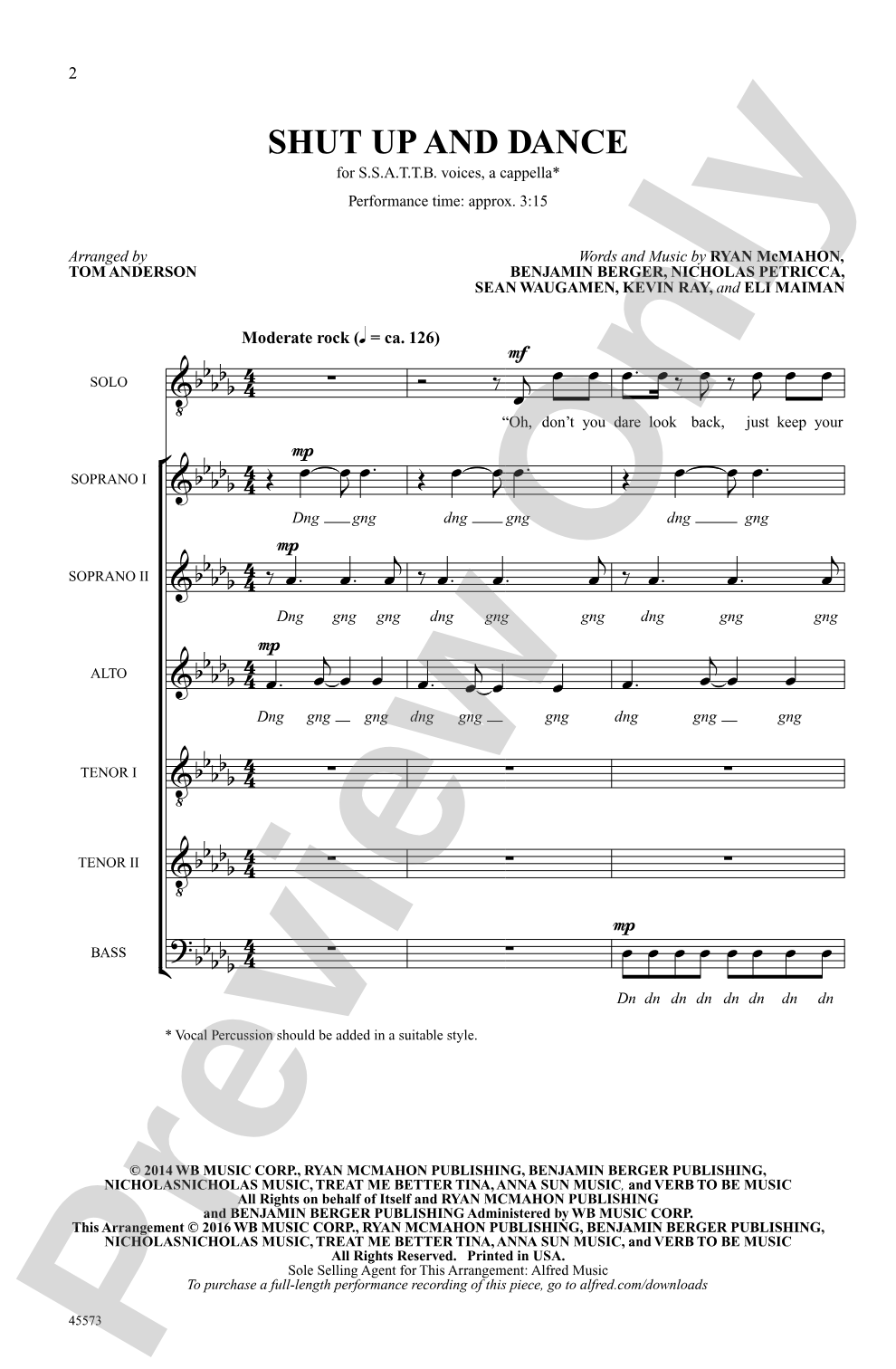 Shut Up and Dance: SATB, <i>a cappella</i> Choral Octavo