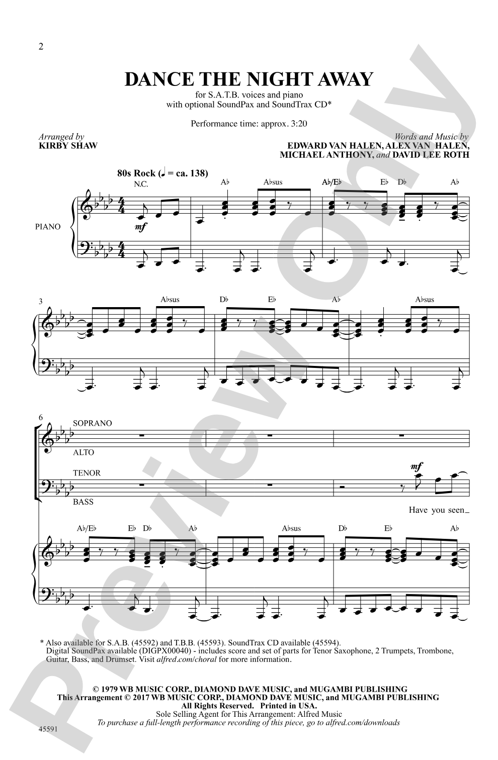 Dance the Night Away: SATB Choral Octavo