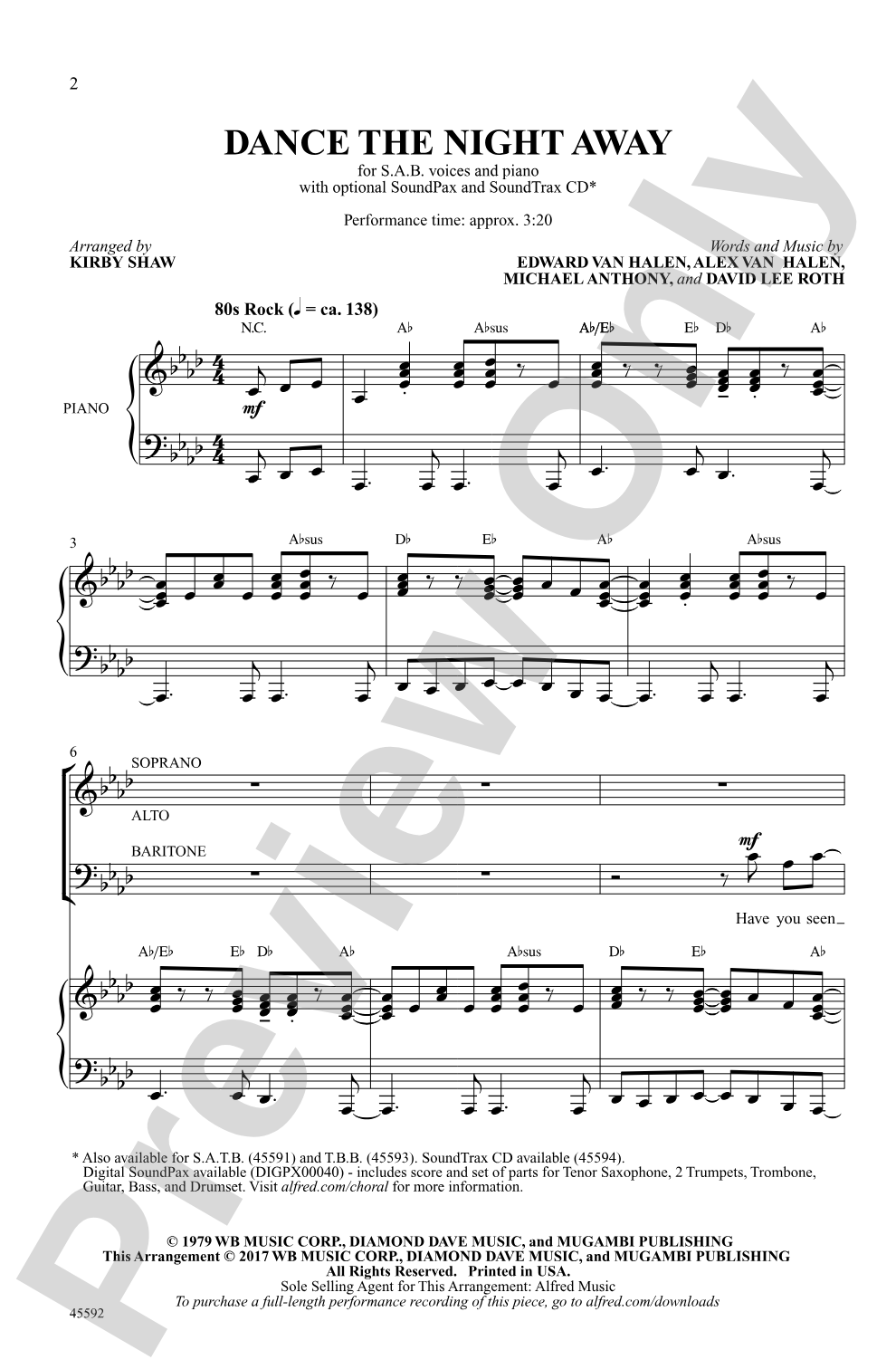 Dance the Night Away: SAB Choral Octavo