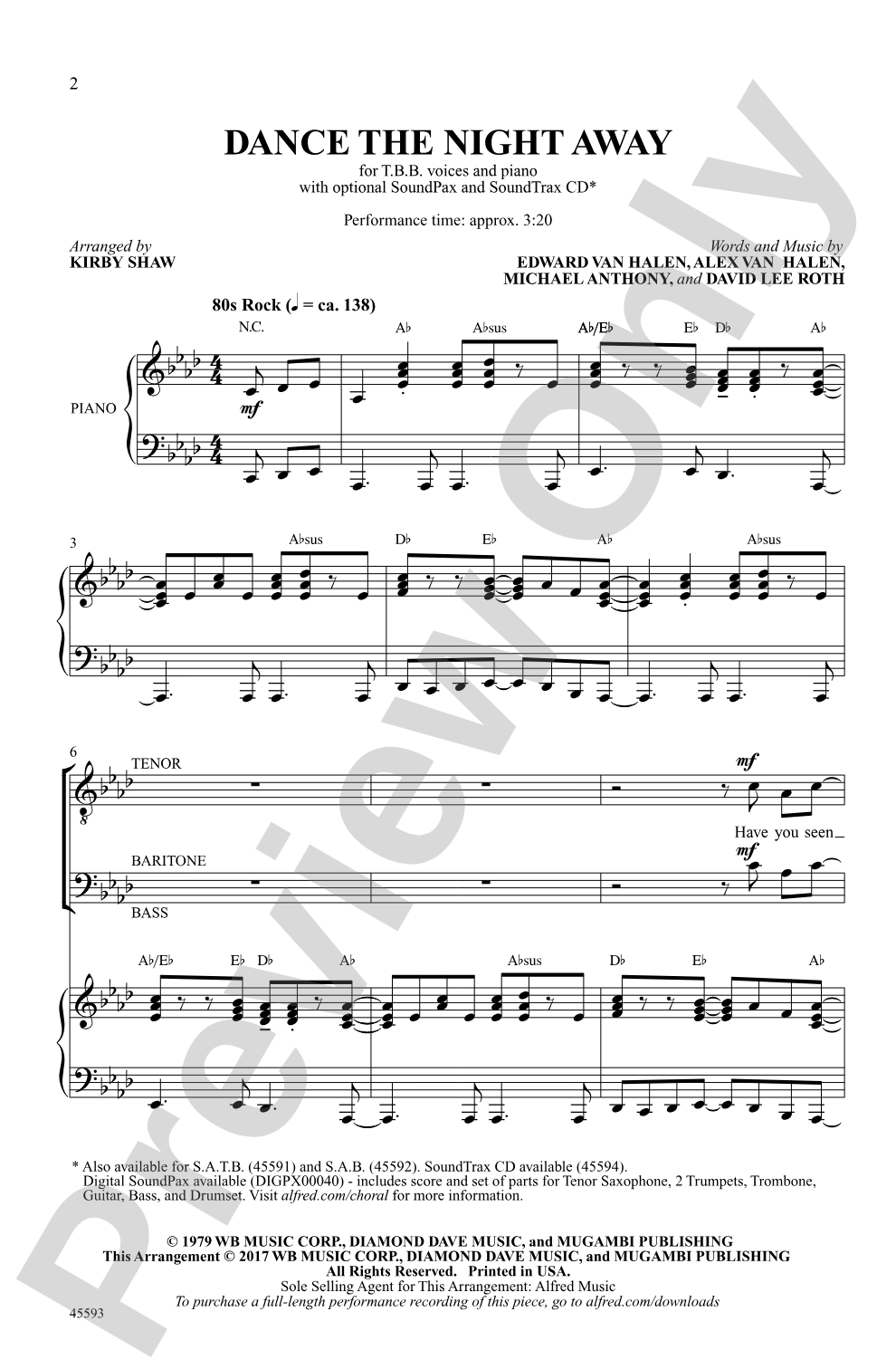 Dance the Night Away: TBB Choral Octavo