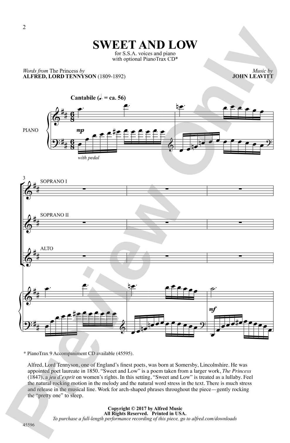 Sweet and Low: SSA Choral Octavo