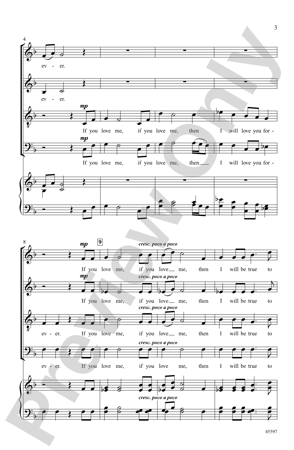 If You Love Me: SATB, <i>a cappella</i> Choral Octavo