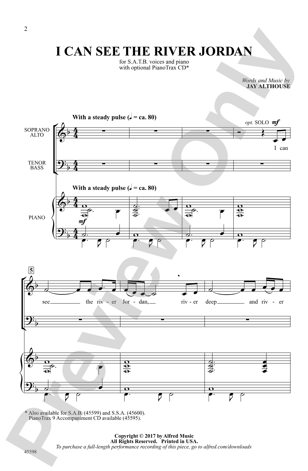 I Can See the River Jordan: SATB Choral Octavo