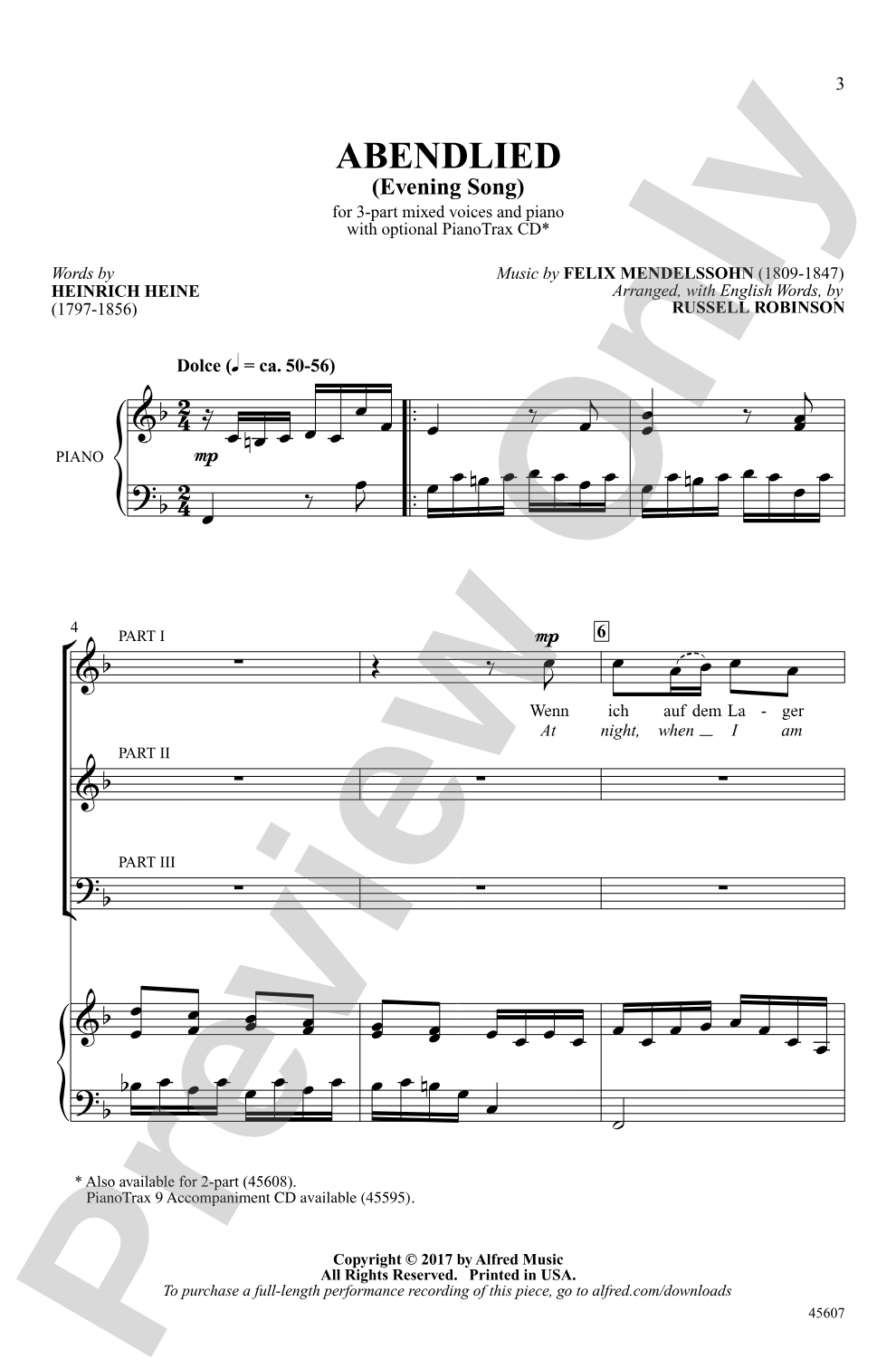 Abendlied: 3-Part Mixed Choral Octavo