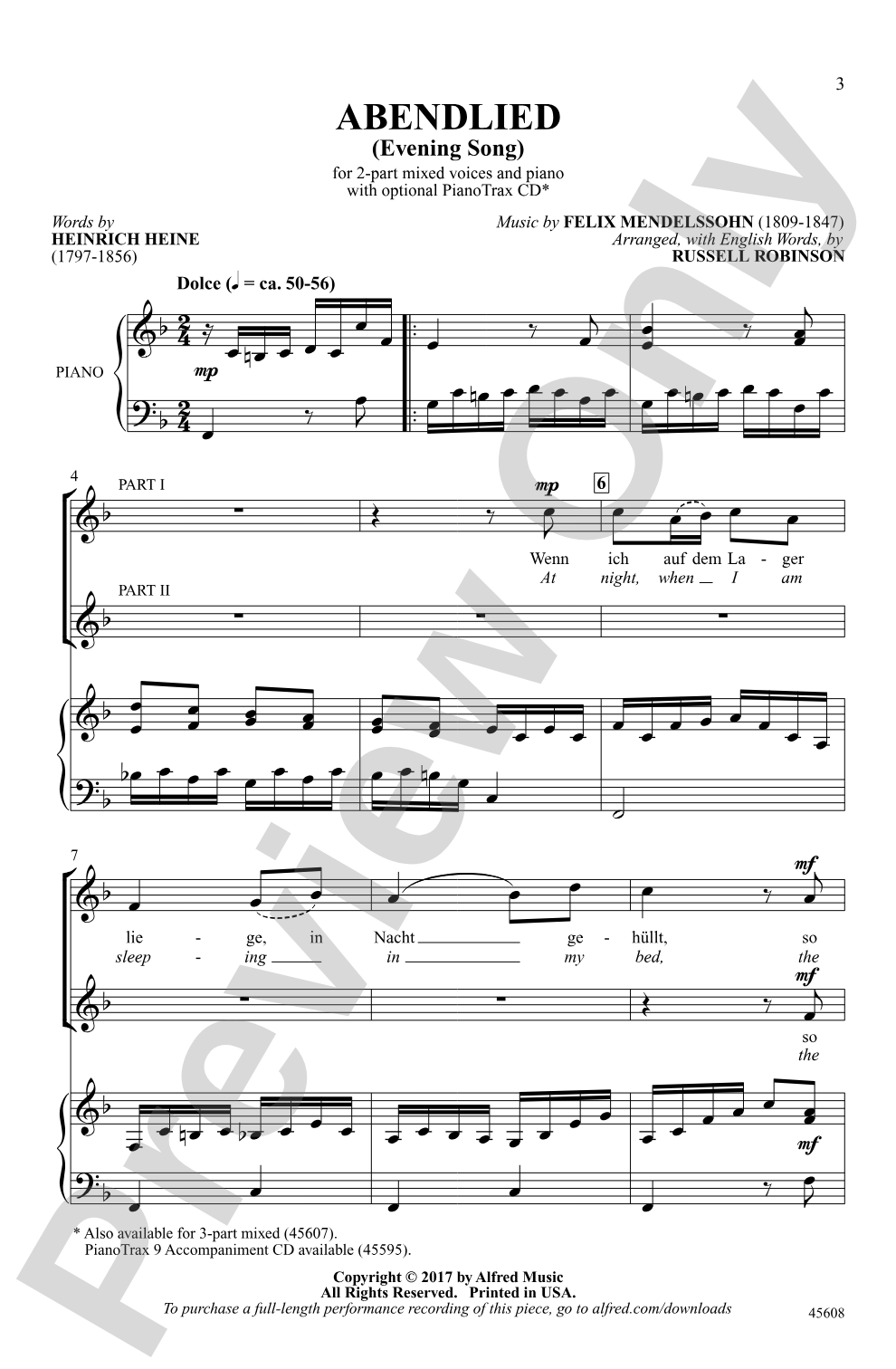 Abendlied: 2-Part Choral Octavo