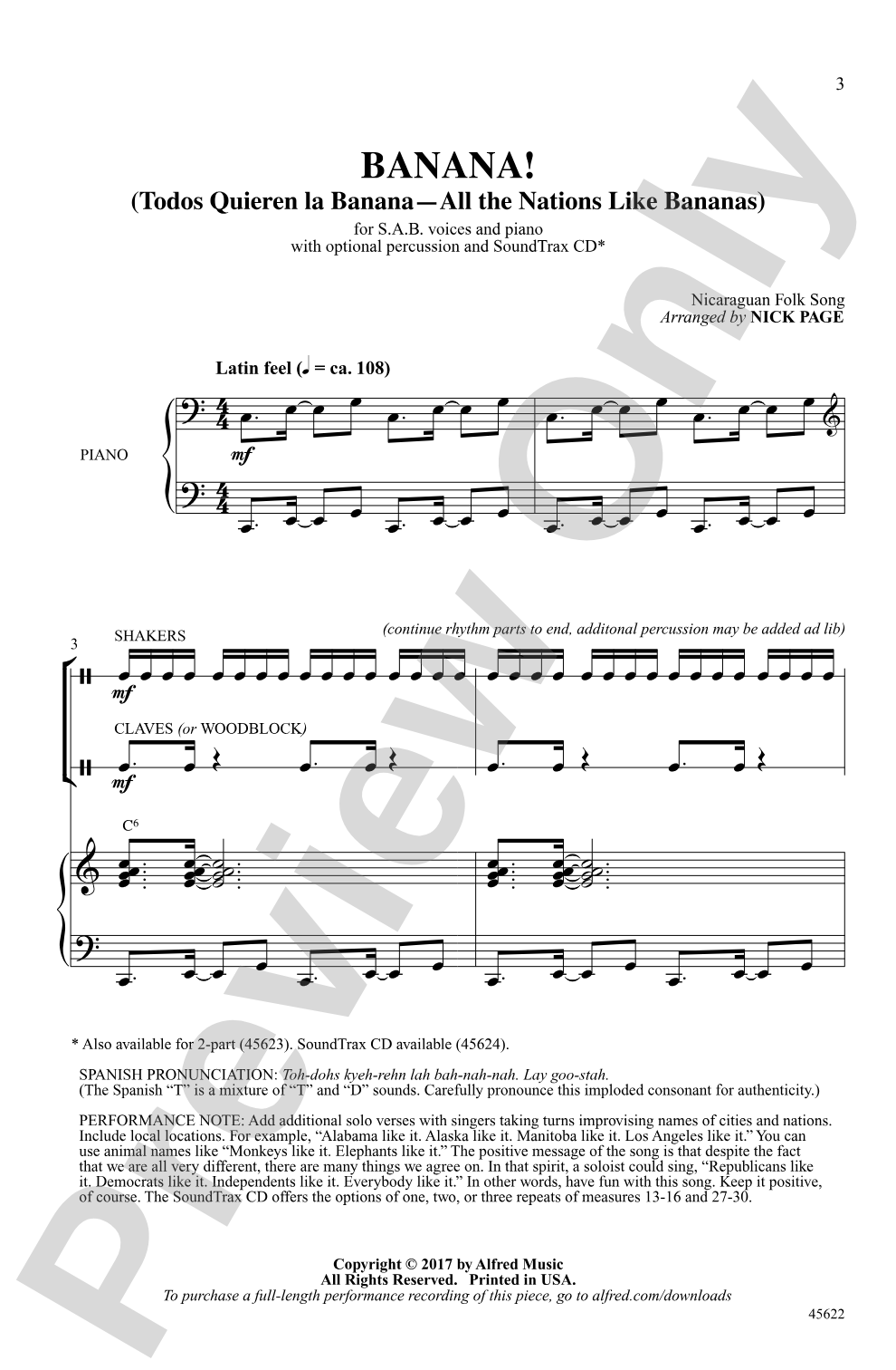 Banana!: SAB Choral Octavo