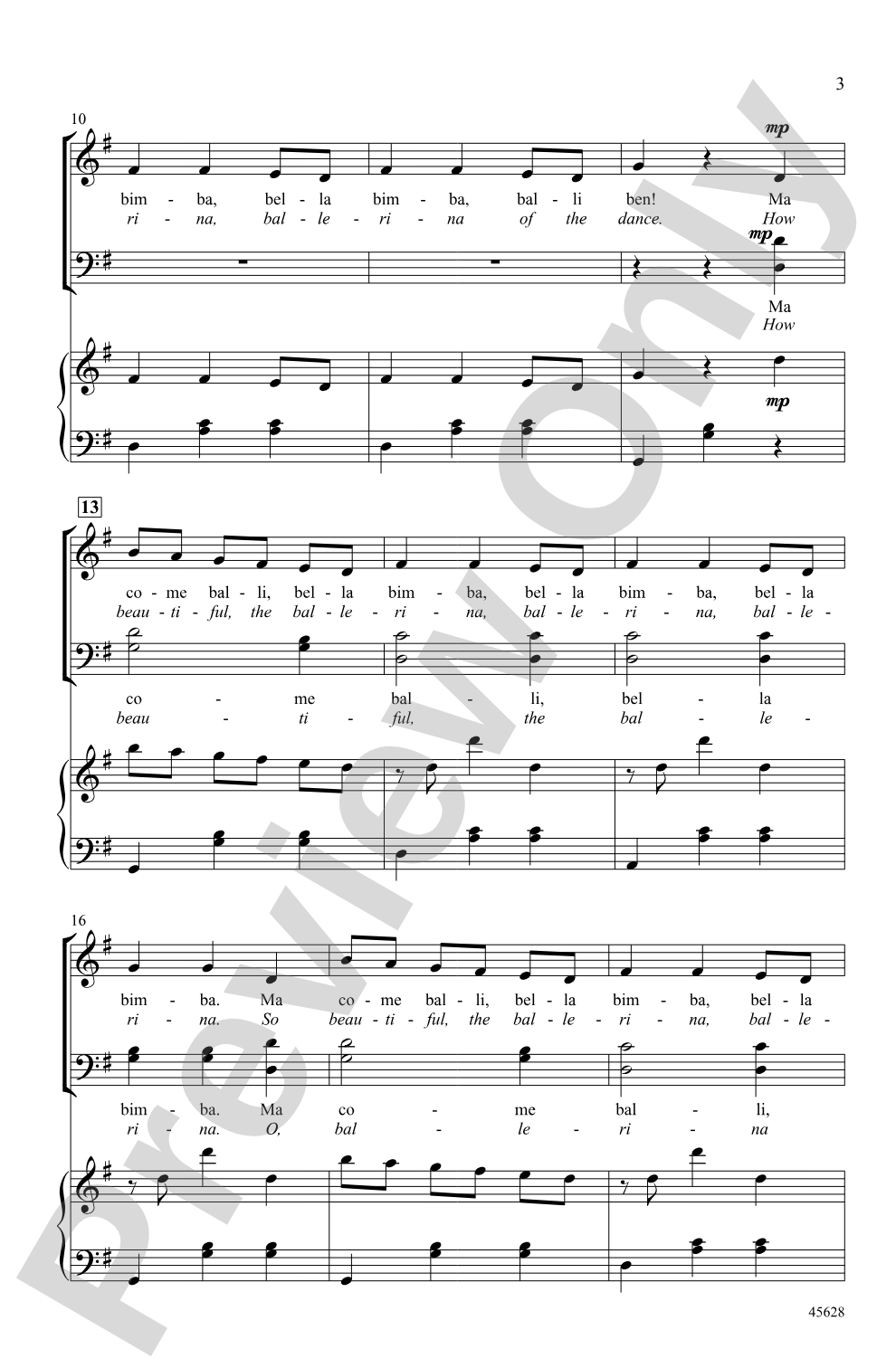 Ma Bella Bimba: SATB Choral Octavo