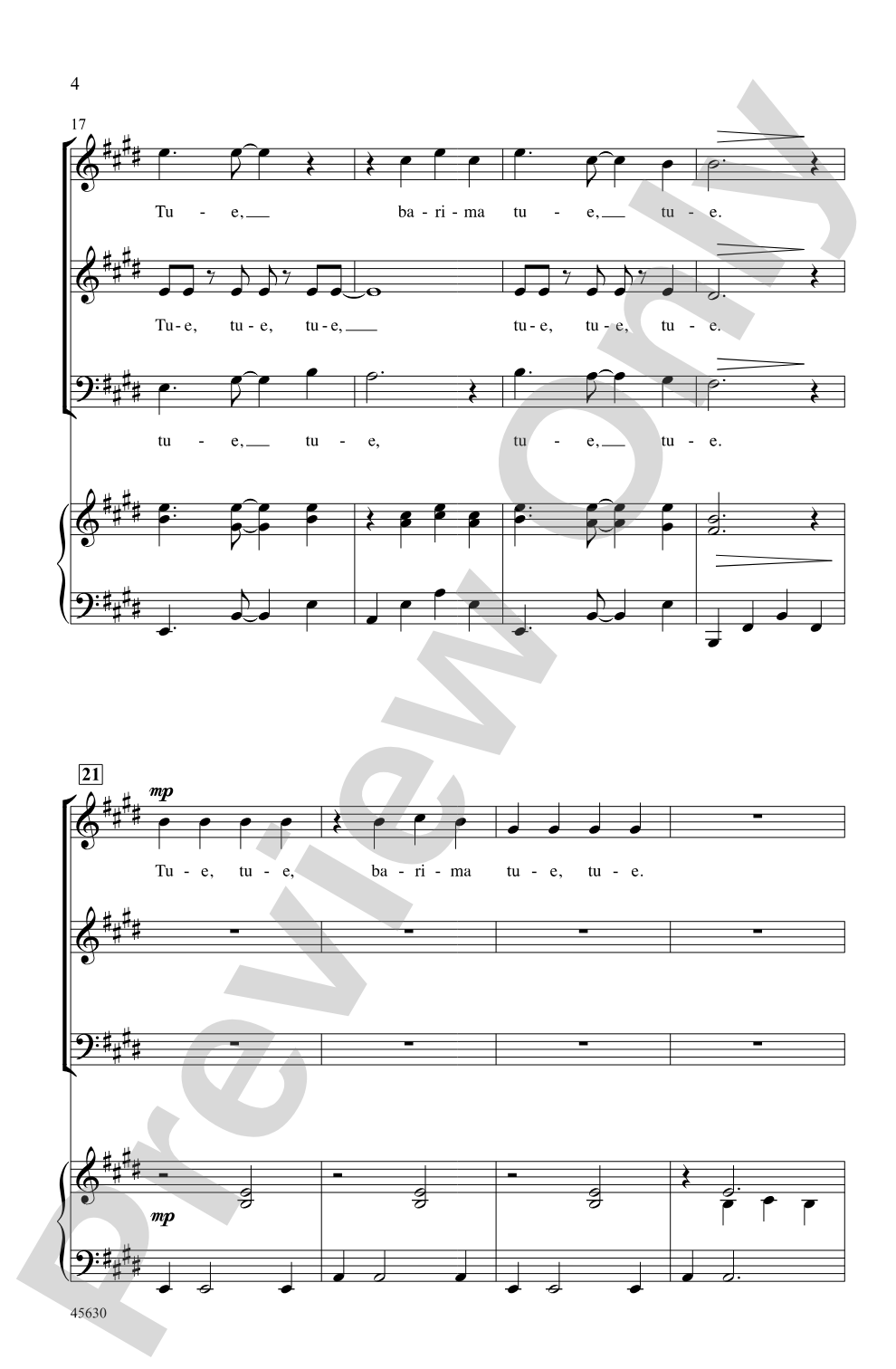 Tue, Tue: SAB Choral Octavo