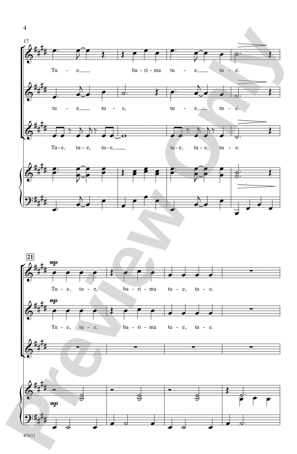 Tue, Tue: SSA Choral Octavo