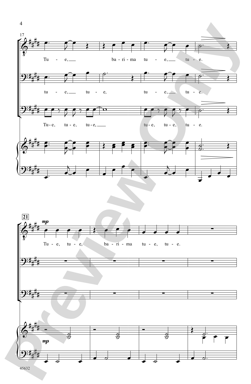 Tue, Tue: TBB Choral Octavo