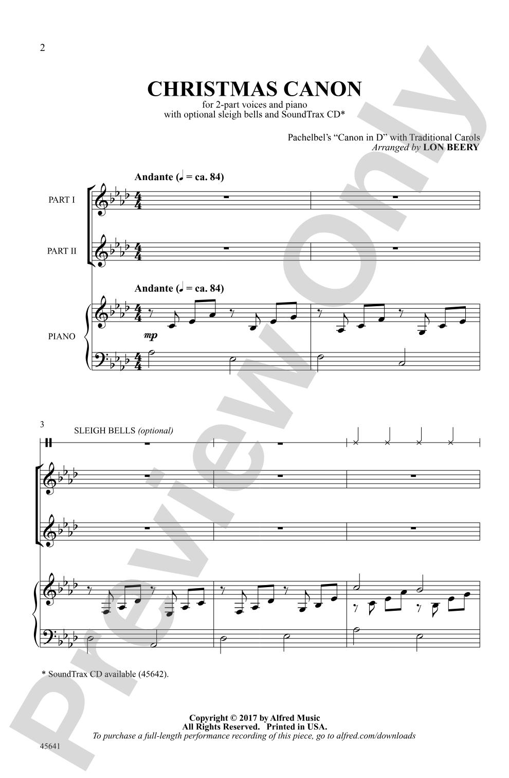 Christmas Canon: 2-Part Choral Octavo