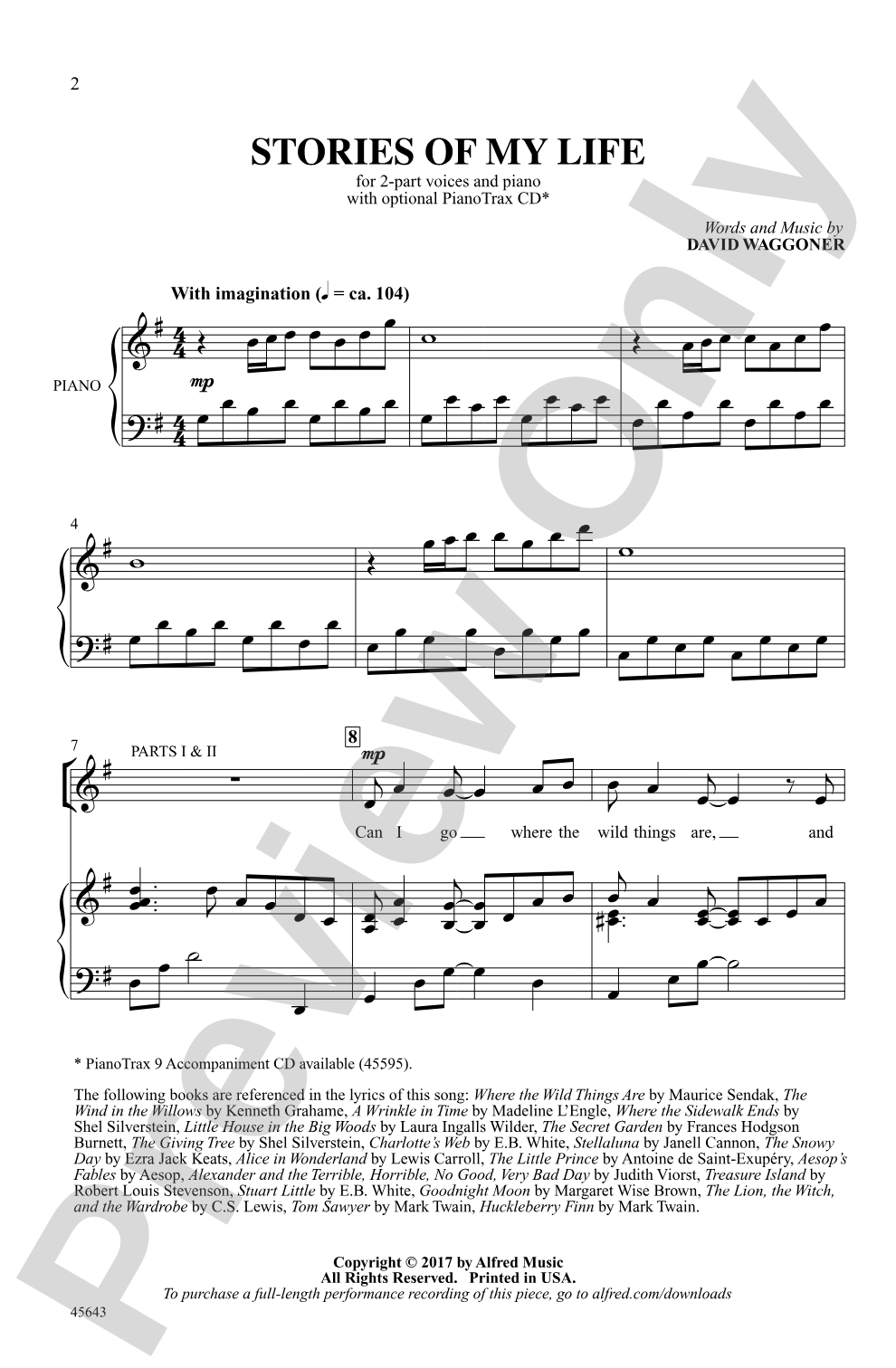 Stories of My Life: 2-Part Choral Octavo