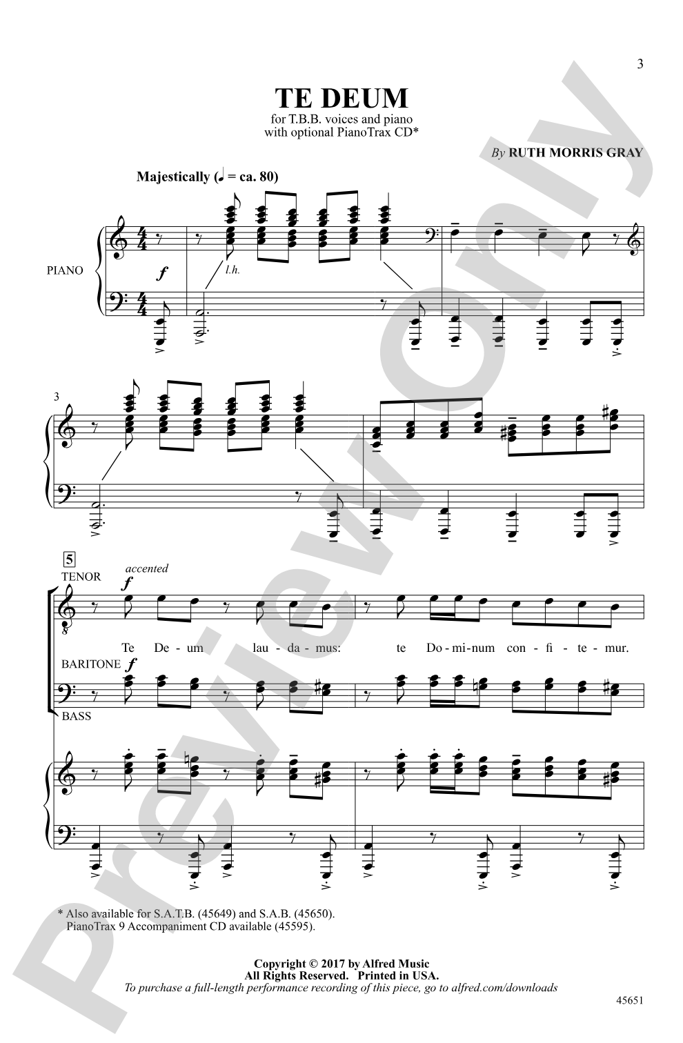 Te Deum: TBB Choral Octavo