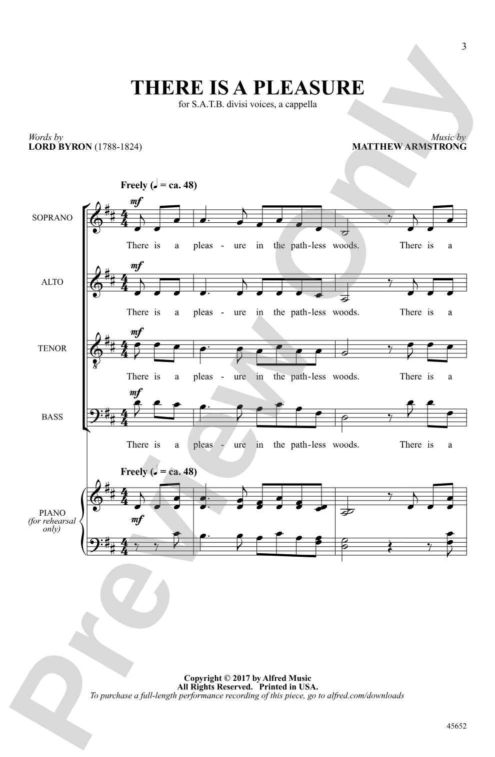 There Is a Pleasure: SATB, <I>a cappella</I> Choral Octavo